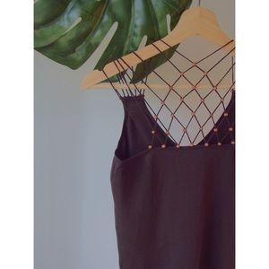 Brown Crochet Back Beaded Sweater Tank Top